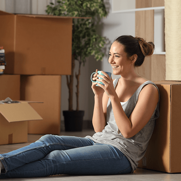 Woman with moving boxes